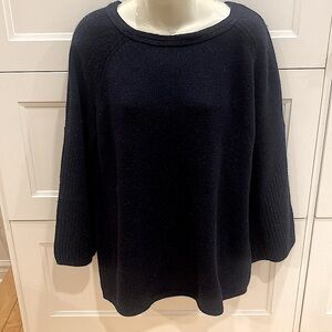 Chico's long butterfly sleeve Navy Blue Knit Sweater Cashmere mix SIZE LARGE